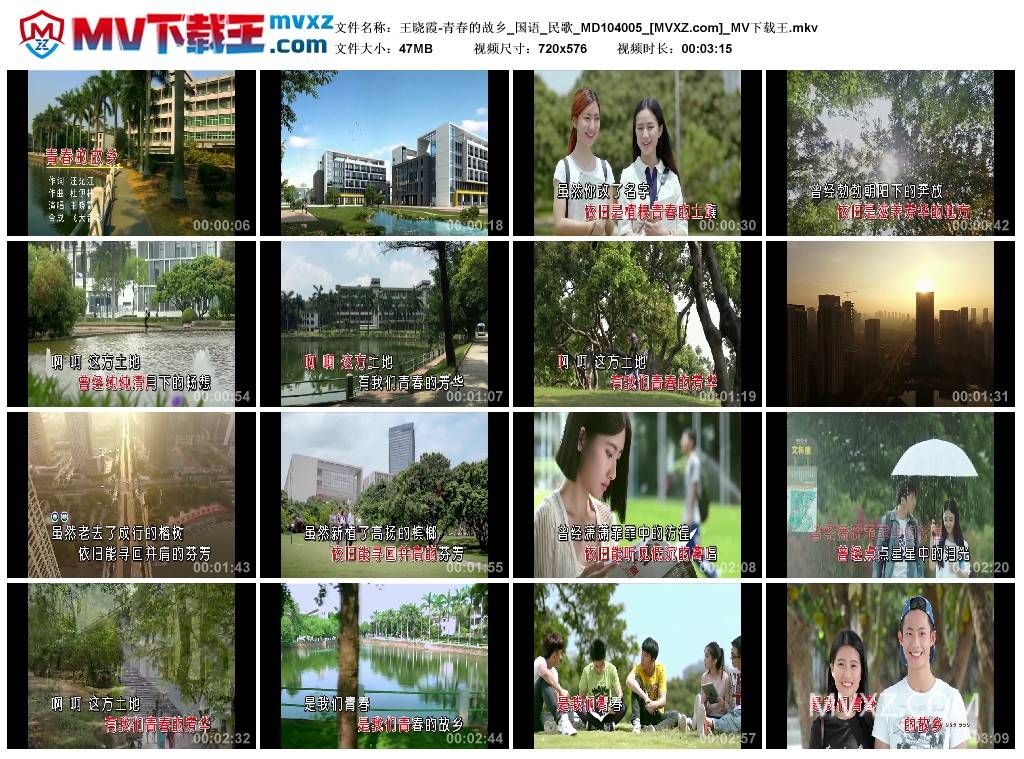 王晓霞-青春的故乡_国语_民歌_MD104005